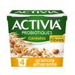 ACTIVIA Probiotiques - Yaourt céréales granola amarante 4x120g