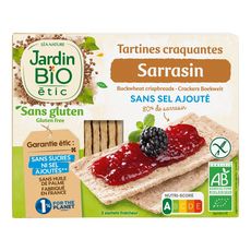 JARDIN BIO ETIC Tartines craquantes de sarrasin sans gluten sucres ni sel ajoutés 2 sachets fraicheur 150g
