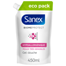 SANEX Recharge gel douche biome protect dermo hypoallergénique peaux très sensibles 450ml