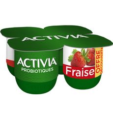 ACTIVIA Probiotiques - Yaourt saveur fraise 4x125g