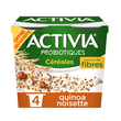 ACTIVIA Probiotiques - Yaourt aux céréales quinoa noisettes 4x120g