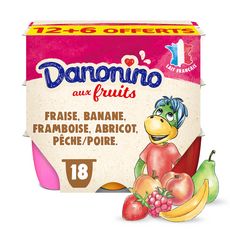DANONINO Petits suisses arômatisés aux fruits dont 6 offerts 18x50g