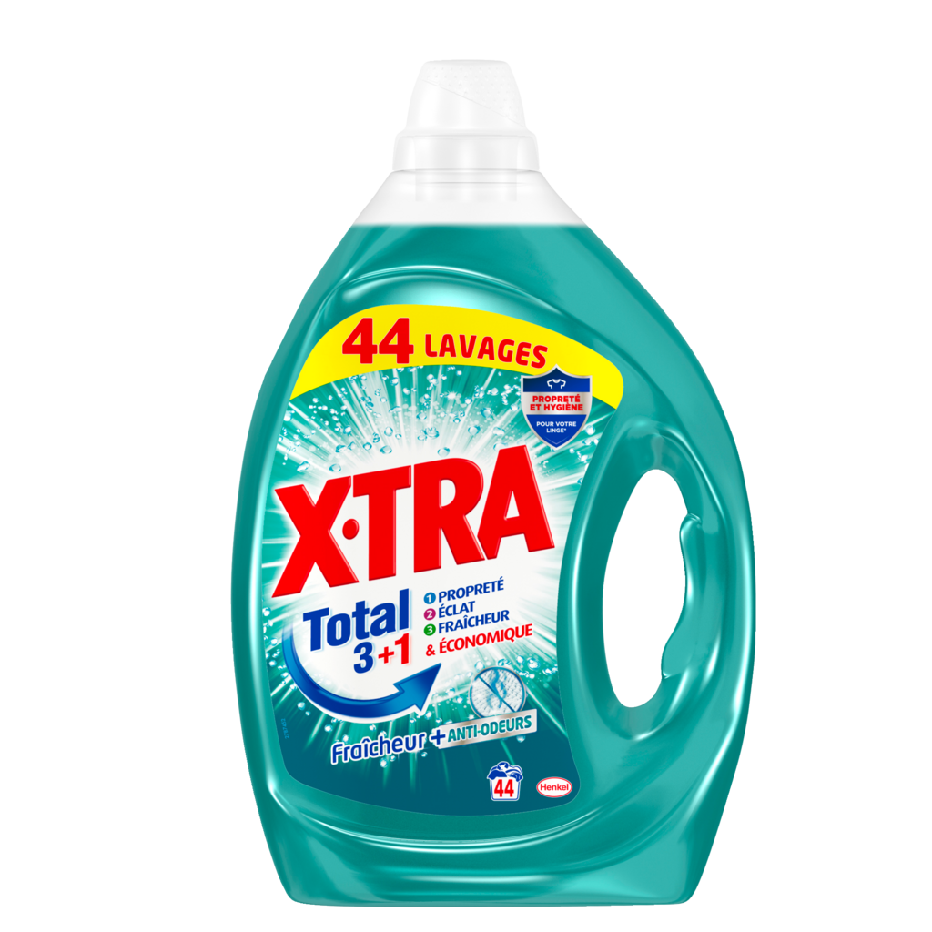 X-Tra Total + Lessive Liquide Anti-Odeur 44 Lavages 2.2L Pas Cher À Prix  Auchan