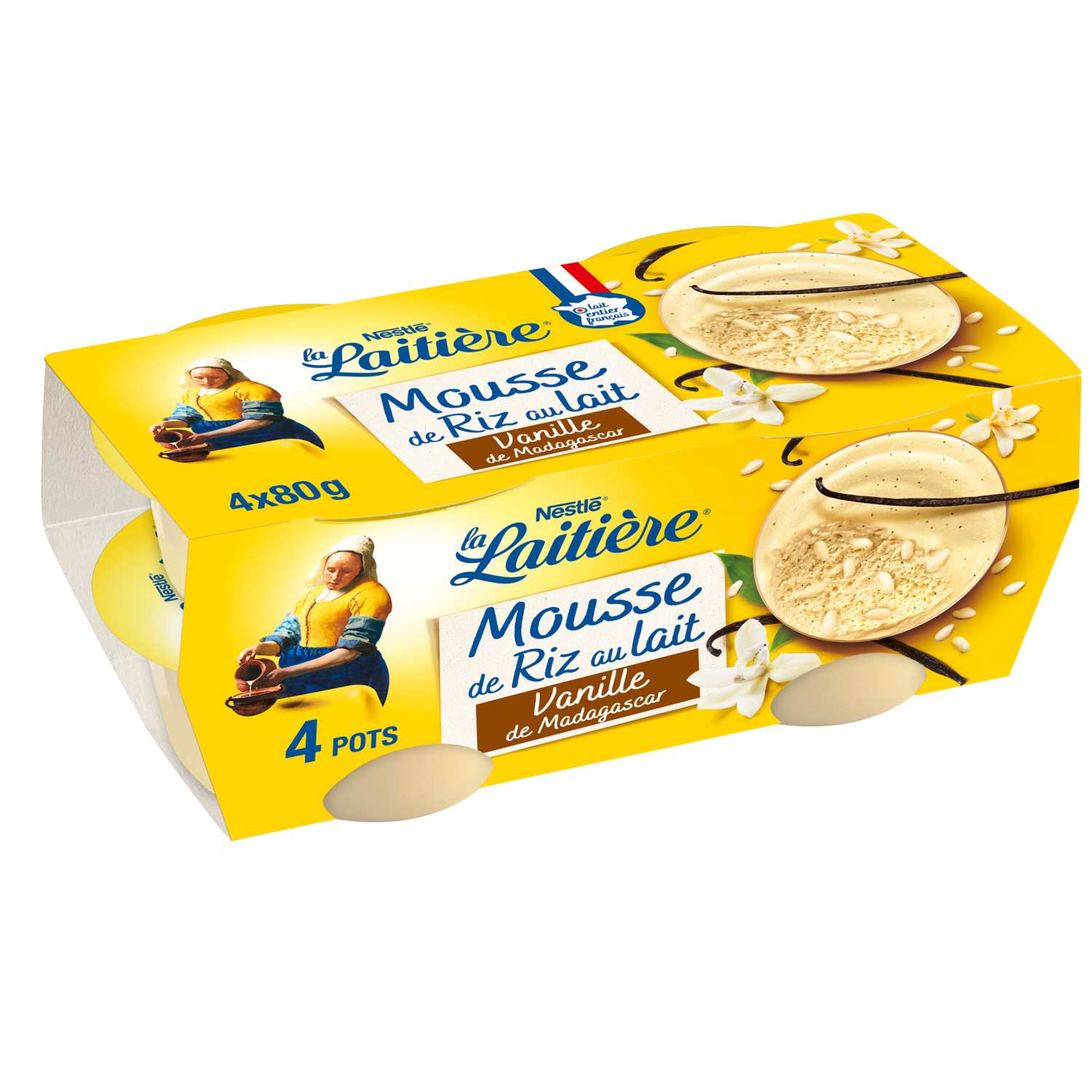 LA LAITIERE Mousse de riz au lait au caramel 4x80g pas cher 