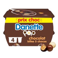DANETTE Pop Crème dessert au chocolat et billes 3 chocos 4x117g