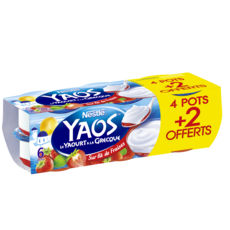 YAOS Yaourt à la grecque sur lit de fraises 4+2 offerts 6x125g