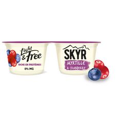LIGHT&FREE Skyr allégé 0% myrtille et cranberry  2x145g
