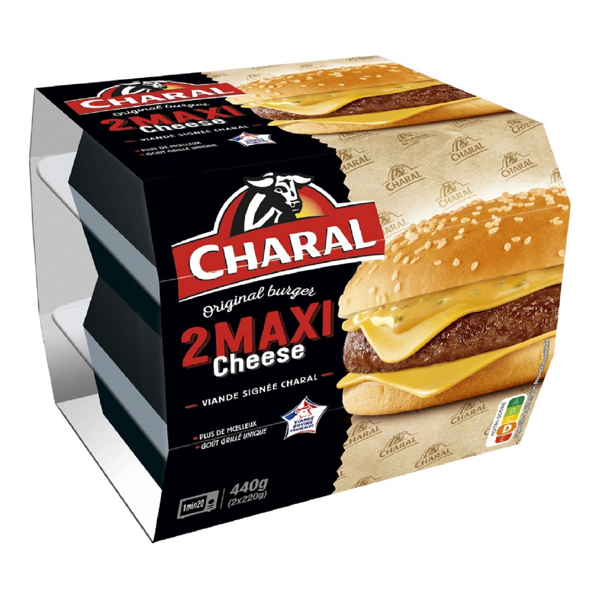 CHARAL Burger maxi cheese 2 pièces  2x220g