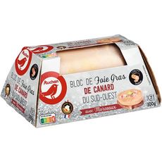 AUCHAN Bloc de Foie gras de canard avec morceaux du Sud-Ouest 7 parts 300g