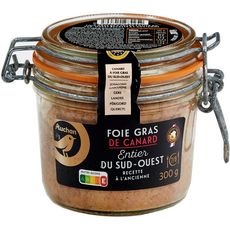 AUCHAN GOURMET Foie gras entier de canard du Sud-Ouest recette à l'ancienne 7-8 parts 300g