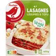 AUCHAN Lasagnes végétal aux légumes et tofu sans couverts 1 portion 400g
