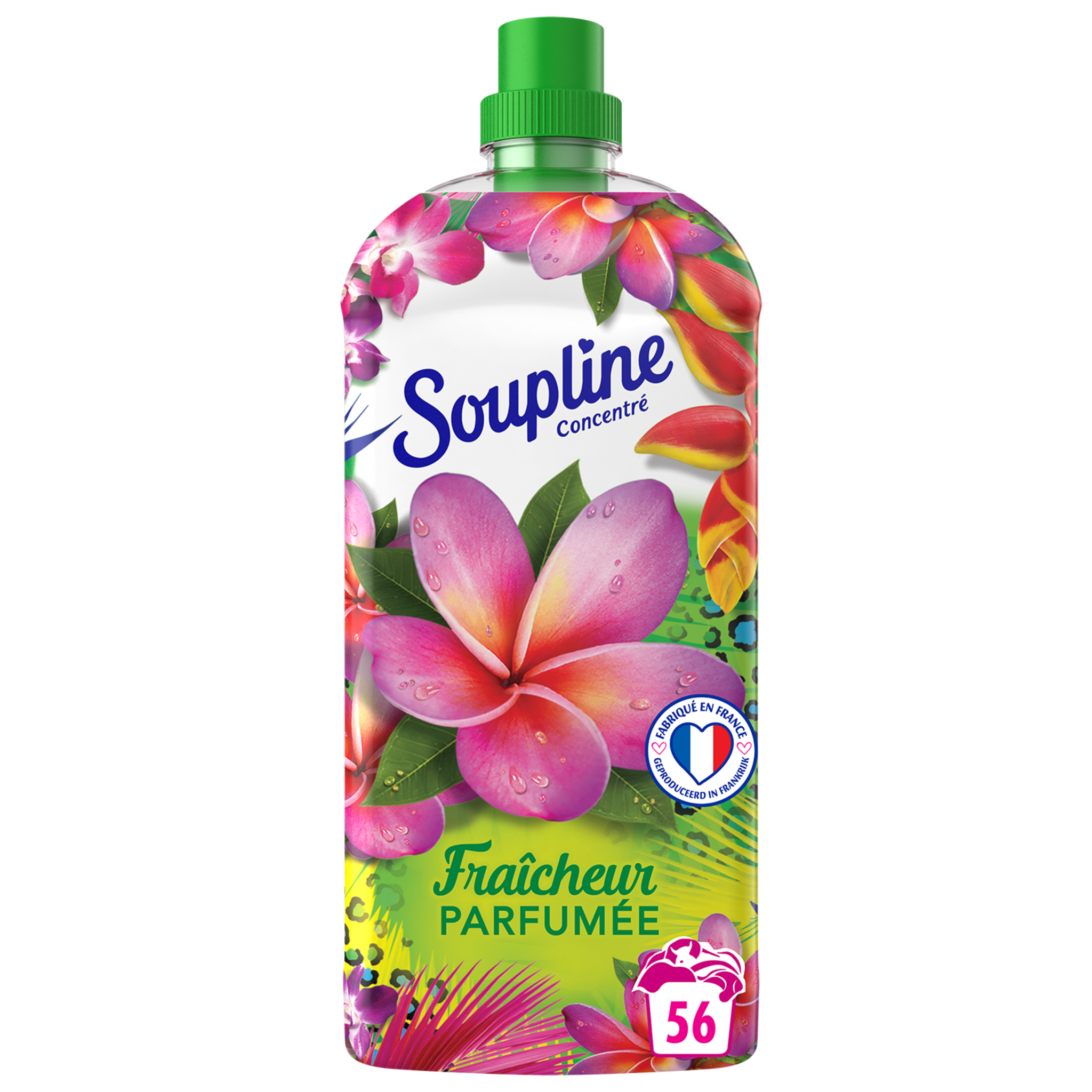 Soupline Concentré - Fraicheur Parfumée Avec Huiles essentielles - Fleurs  Blanches et notes de Noix de Coco - 56 lavages - 1,2L