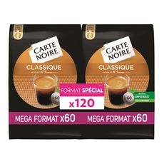 CARTE NOIRE Dosettes de café classique n°5 compatibles Senseo 2x60 pièces  840g