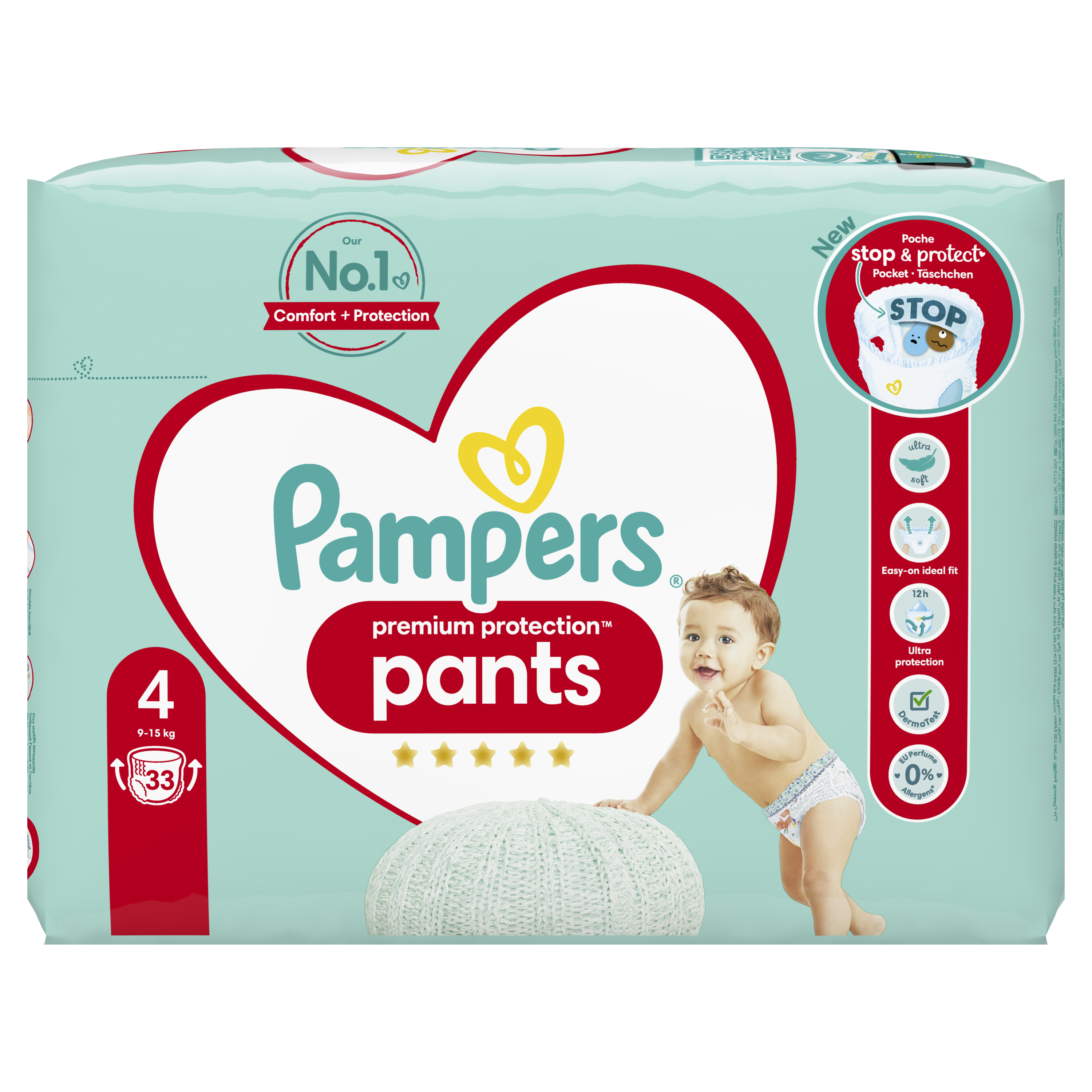 Pampers Premium Protection Pants Taille 4 confort et protection avec les culottes Pampers pour un enfilage facile. 42 couches de 9 à 15 kg