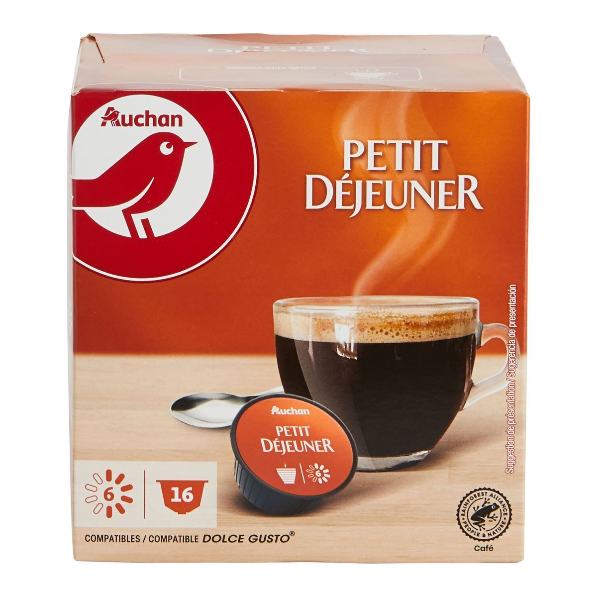 AUCHAN Capsules de café petit déjeuner compatible Dolce gusto 16 ...