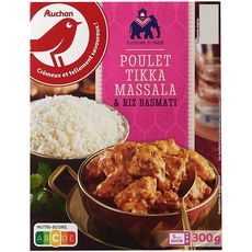 AUCHAN Cuisine d'Inde poulet tikka massala et riz basmati 1 part 300g