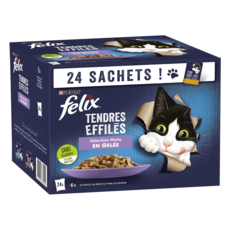 FELIX Sachets repas tendres effilés sélection mixte en gelée 24x85g