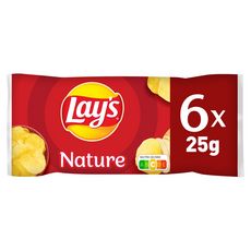 LAY'S Chips nature sachets individuels lot de 6 6x27,5g