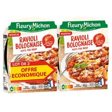 FLEURY MICHON Ravioli bolognaise 100% pur bœuf cuisiné aux petits légumes 2x300g