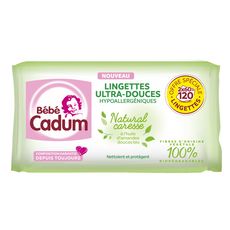 BEBE CADUM Natural caresse lingettes ultra-douces hypoallergéniques 120 lingettes
