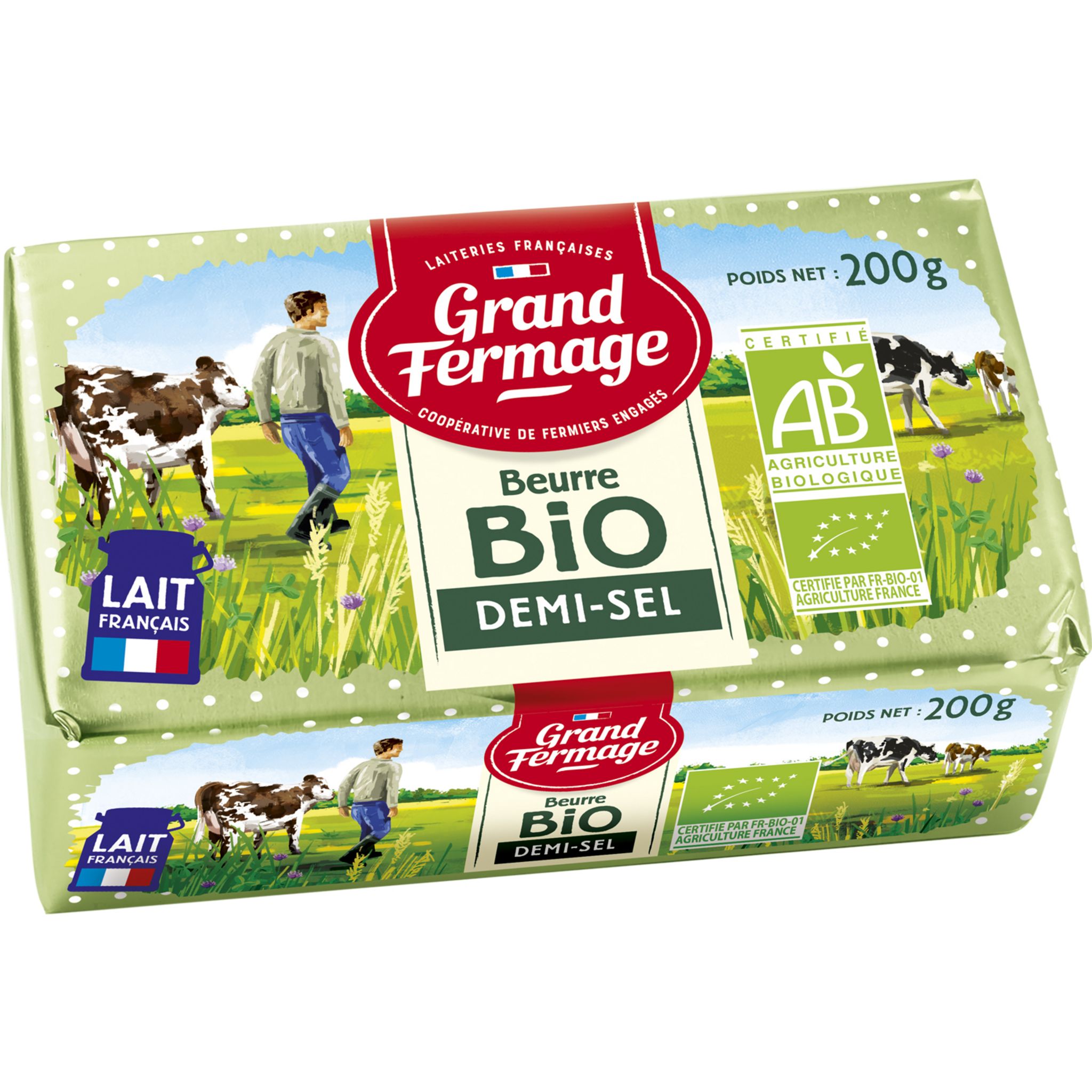 Beurre demi sel plaquette GRAND FERMAGE 200g - Kibo