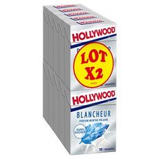HOLLYWOOD Chewing-gum blancheur menthe polaire 10x10 dragées 140g