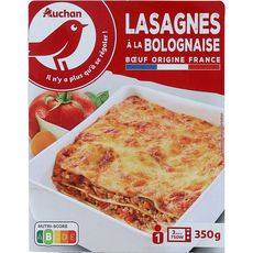 AUCHAN Lasagnes à la bolognaise 1 portion 350g