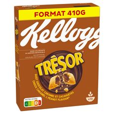 KELLOGG'S Trésor céréales fourrées chocolat caramel et cacahuètes 410g