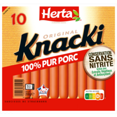 HERTA Knacki pur porc sans nitrite 10 pièces 350g