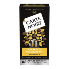 CARTE NOIRE Capsules de café lungo classique n°6 10 capsules 56g