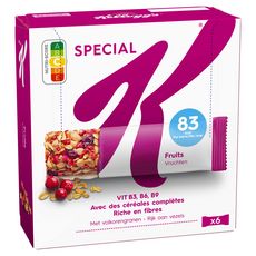 KELLOGG'S Spécial K Barres de céréales aux fruits rouges 6 barres 129g