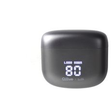 QILIVE Ecouteurs sans fil TWS Q1467 - Gris foncé - Technologie ENC - Affichage LED du niveau de charge