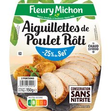 FLEURY MICHON Aiguillettes de poulet rôti sans nitrite sel réduit 2x75g