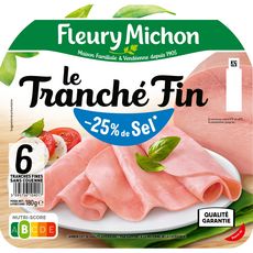 FLEURY MICHON Jambon Le Tranché Fin réduit en sel  6 tranches 180g