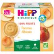 HIPP Petit pot dessert pommes abricots bio dès 4 mois 4x100g
