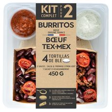 MIX BUFFET Kit complet Burritos Boeuf tex-mex, sauces salsa et fromage citron vert 2 parts 450g