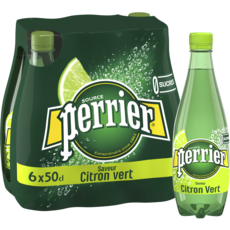 PERRIER Eau gazeuse aromatisée au citron vert bouteilles 6x50cl