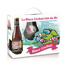 RINCE COCHON Coffret hiver bière blonde et fruits rouges 8,5% bouteilles + 1 verre 3x33cl