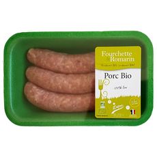 FOURCHETTE & ROMARIN Saucisse de porc bio 3 pièces 330g