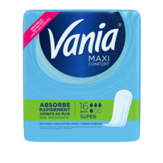 VANIA Maxi Confort serviettes hygiéniques sans ailettes super 16 serviettes