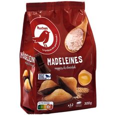 AUCHAN Madeleines nappées au chocolat, sachets individuels 12 madeleines 300g