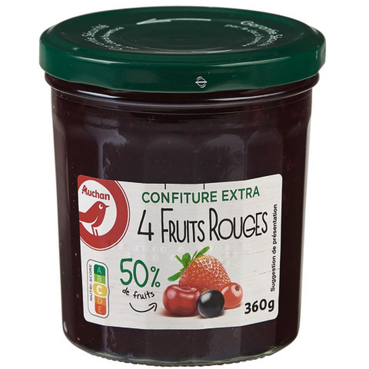 AUCHAN Confiture extra 4 fruits rouges 360g pas cher à prix Auchan