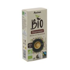 AUCHAN BIO Capsules de café espresso compostables commerce équitable compatibles Nespresso 10 capsules 52g