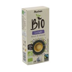 AUCHAN BIO Capsules de café lungo compostables compatibles Nespresso 10 capsules 52g