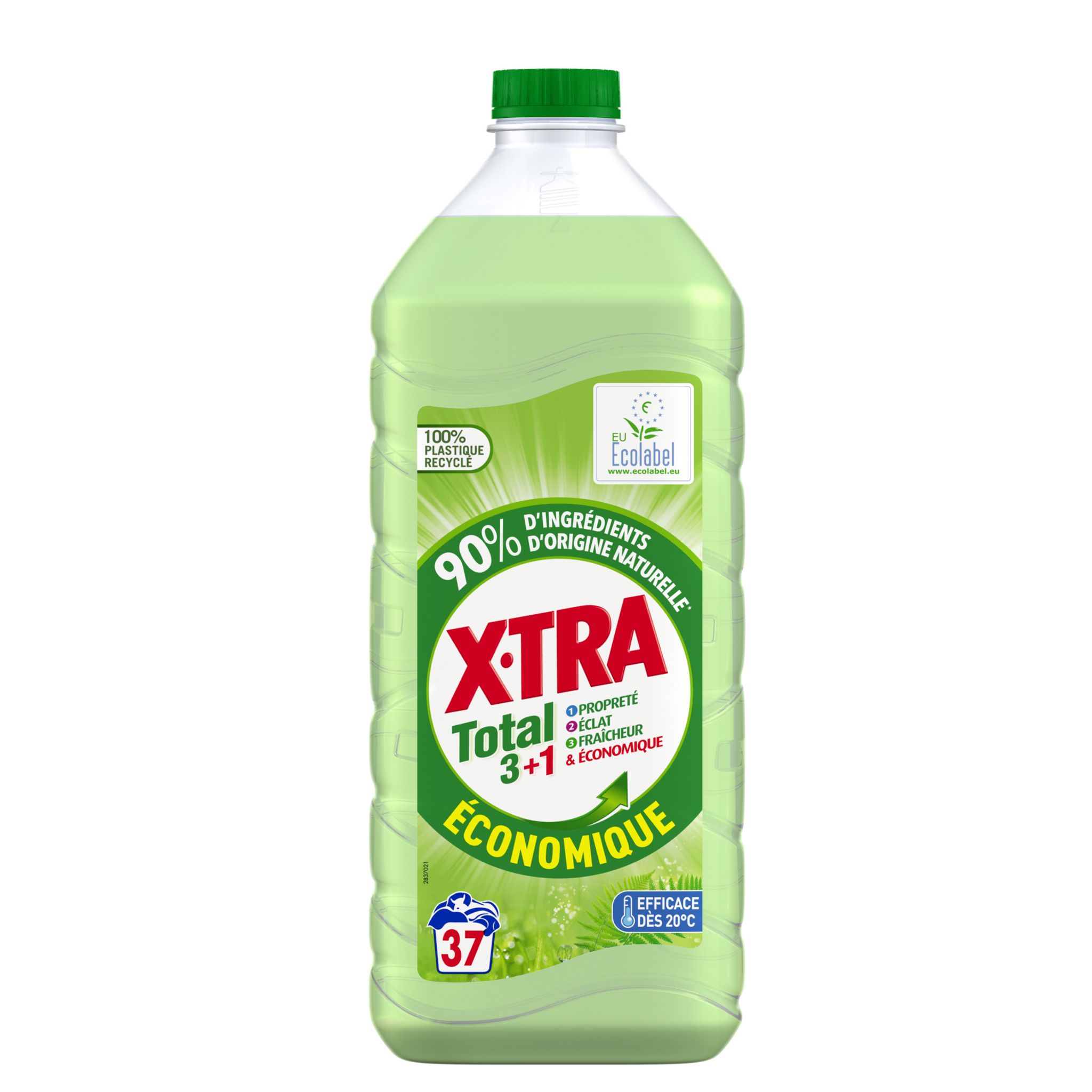 X-TRA Total 3+1 lessive liquide écolabel 37 lavages 1.85l pas cher 