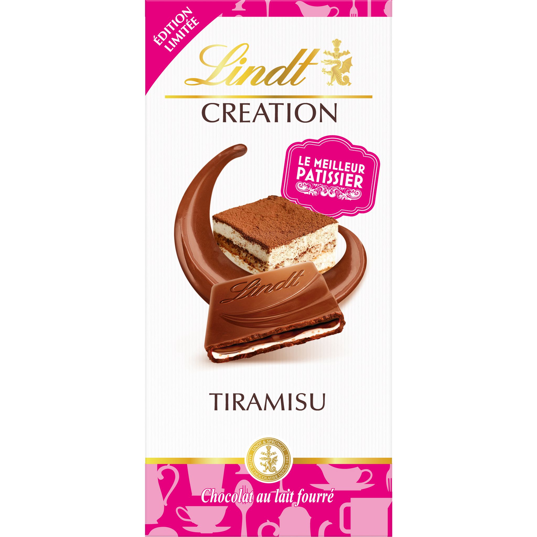 LINDT Création tablette de chocolat au lait fourré tiramisu 1 pièce 150g  pas cher 
