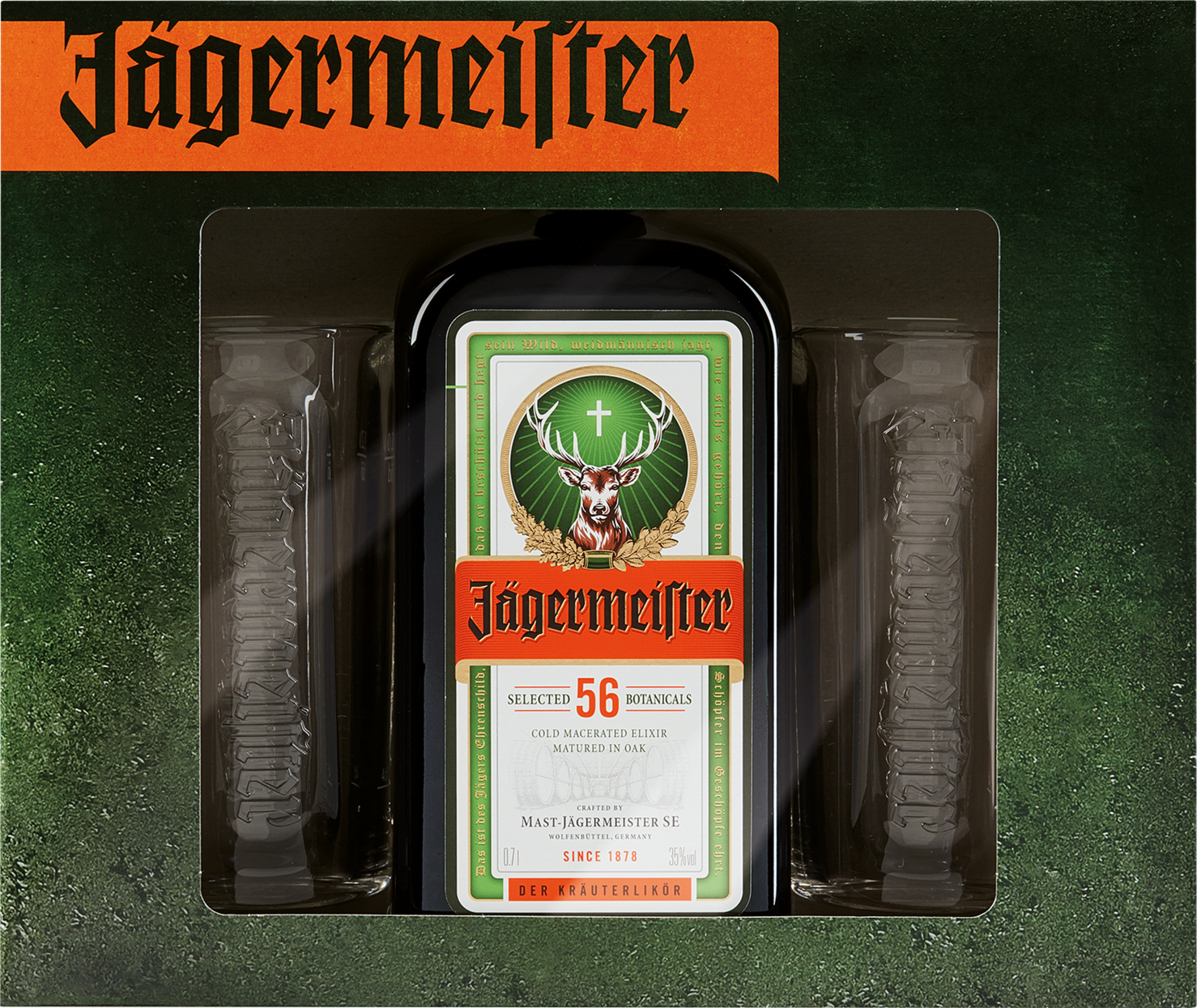 Jagermeister Coffret 35° 70 cl + 2 shots - épicerie blanot