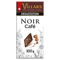 VILLARS Tablette de chocolat noir dégustation pépites de café 100g