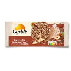 GERBLE Galette riz chocolat au lait saveur noisette sachets 4x2 galettes 142g