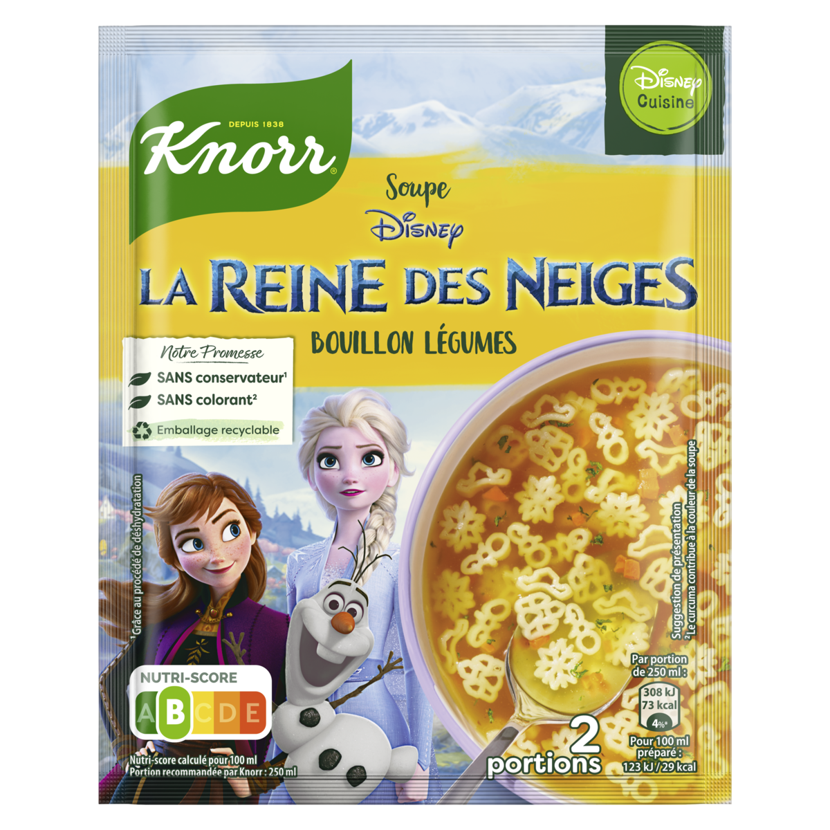 KNORR Bouillon de légumes La Reine Des Neiges 2 portions 40g pas cher ...